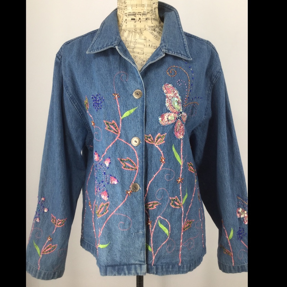 Tantrum Blues Large Embroider Blue Jean Jacket